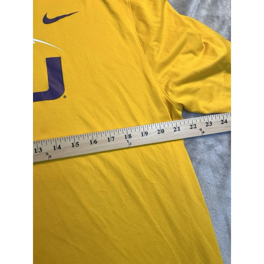 Nike Mens Shirt XL Yellow LSU Tigers Dri-Fit Athletic Football Graphic Tee